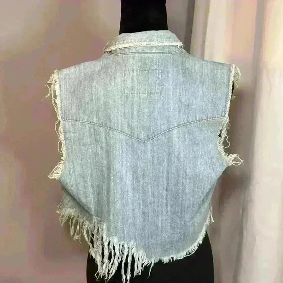 Carmar Distressed Denim Vest - size XS - Picture 4 of 4